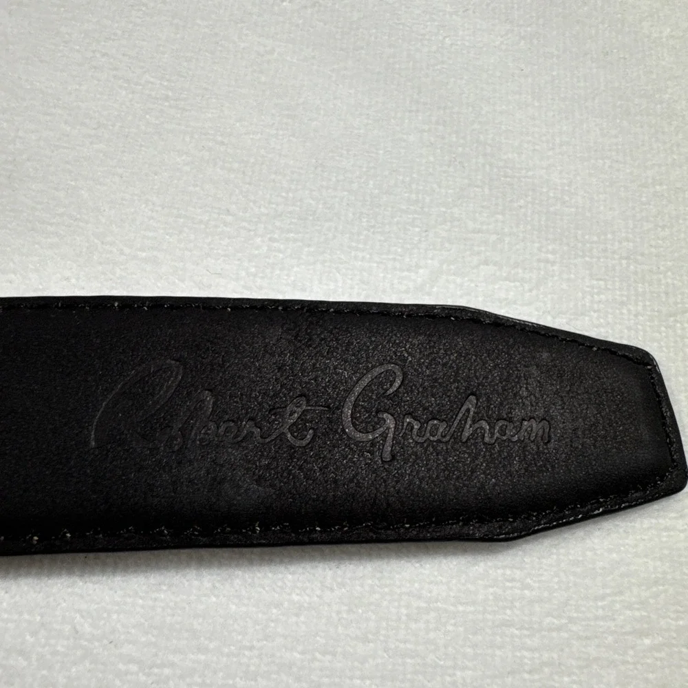 ROBERT GRAHAM Leather Belt Men's Size 38 Black Brown‎ Signature Ripaso RG304895